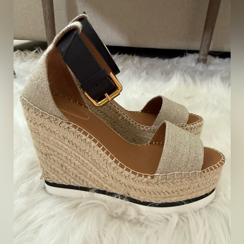 See By Chloe Glyn Espadrille Platform Wedge Sandals